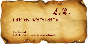 Lóth Mátyás névjegykártya